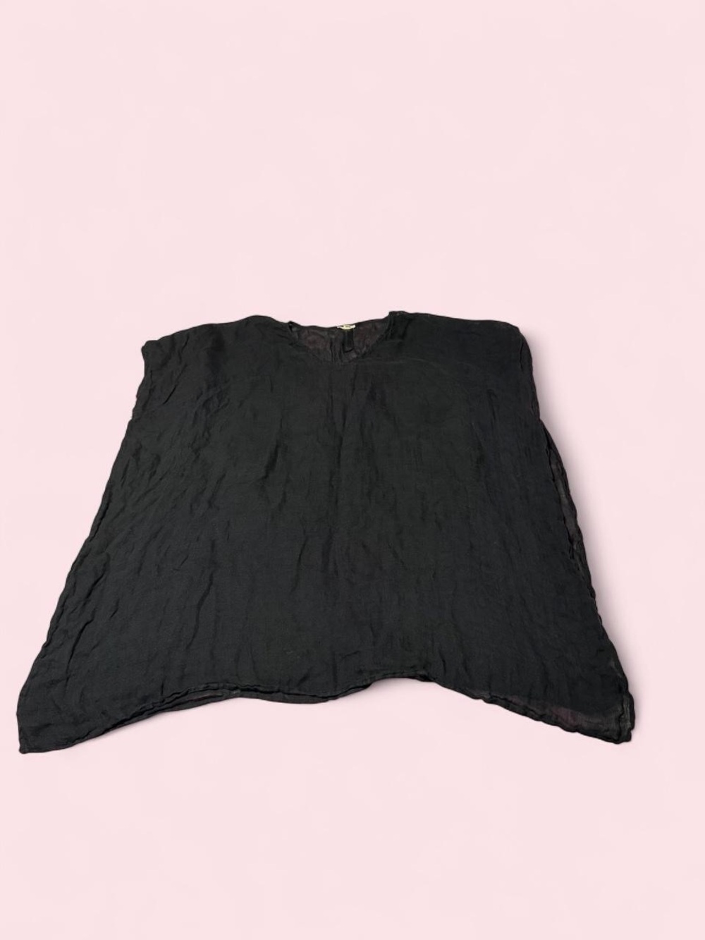 Eileen Fisher Black Relaxed Short Sleeve Linen Swim Coverup Top